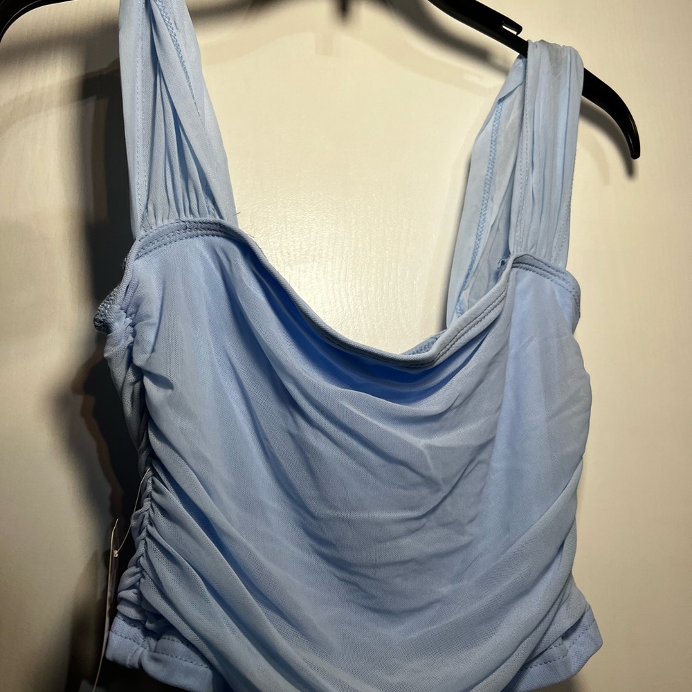 SHEIN Light Blue Draped Women's Blouse